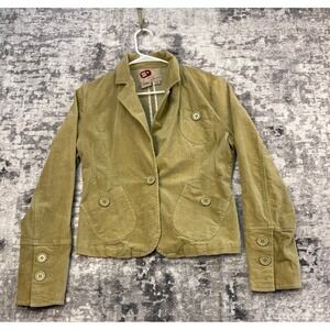 BKE Outerwear Corduroy Blazer Womens Medium Green Olive‎ Stretch Button NWOT